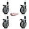 Service Caster 6'' Thermoplastic Rubber Swivel 1-5/8'' Expanding Stem Caster Set with Brake, 4PK SCC-EX20S614-TPRB-PLB-158-4 - alternate 4